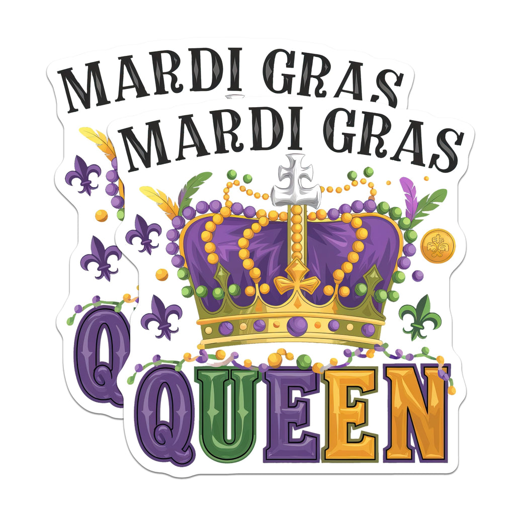 (2 Pack) Mardi Gras Queen Magnets - Crowned Celebration Decor - Festive Kitchen Magnet - 5" On Longest Side - Premium Magnet - for Cars, Refrigerators, Toolboxes, Lockers - Made in USA - MAG14308