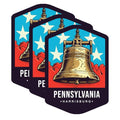 (3 Pack) Liberty Bell Decals - Pennsylvania Pride - Harrisburg USA - 3 Inches On Longest Side - Easy Peel & Apply - Made in USA - 3MCS0379