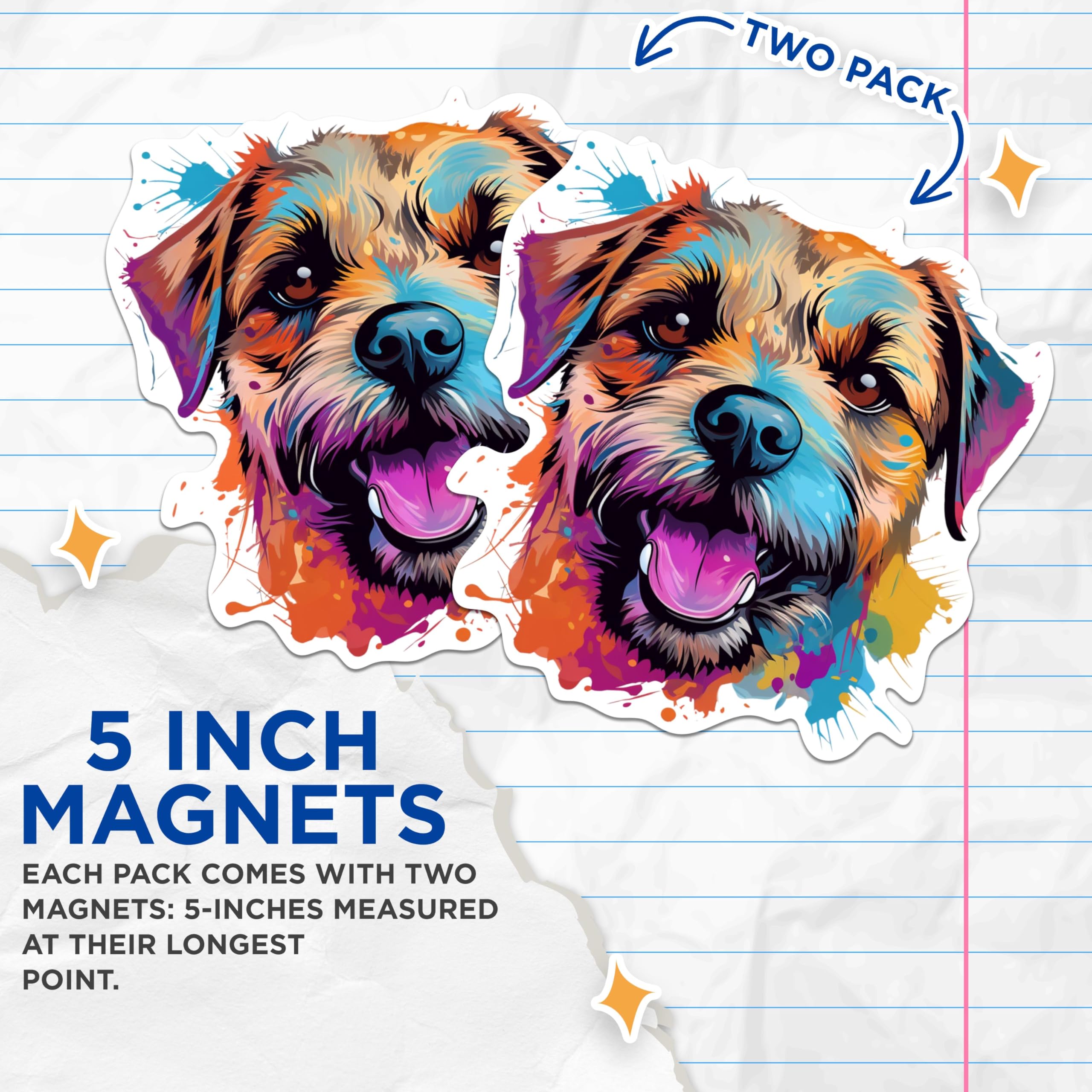 (2 Pack) Border Terrier Dog Breed Magnets - 5 Inches On Longest Side - Choose from Over 100 Dog Breeds - for Cars, Refrigerators, Toolboxes - Made in USA - MAG1785