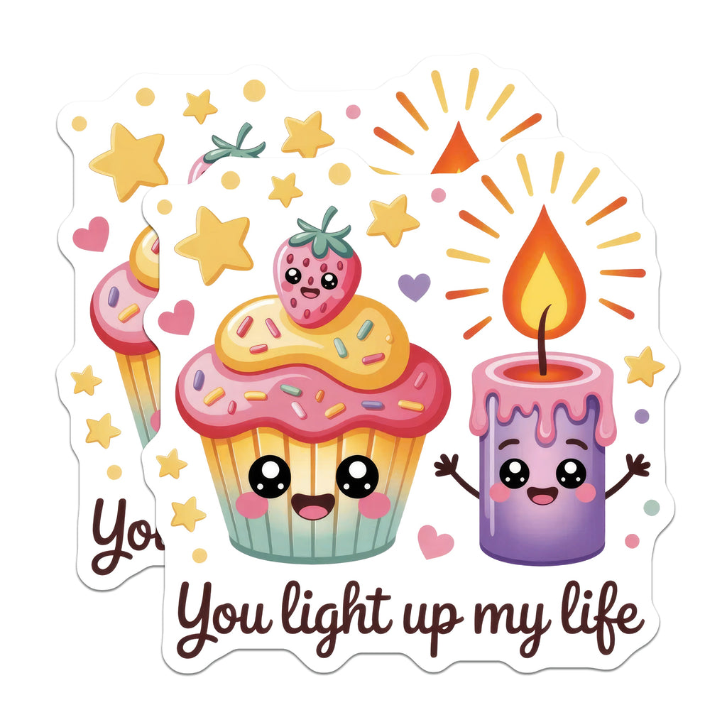 (2 Pack) Cute Love Magnets - Kawaii Aesthetic Decor - Sweet Cupcake Candle Quote - Refrigerator Locker Accent Decor - 5 Inches On Longest Side - Thick Durable Magnet - Made in USA - MAG38952