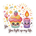(2 Pack) Cute Love Magnets - Kawaii Aesthetic Decor - Sweet Cupcake Candle Quote - Refrigerator Locker Accent Decor - 5 Inches On Longest Side - Thick Durable Magnet - Made in USA - MAG38952