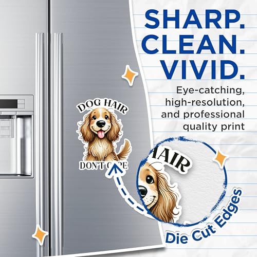 (2 Pack) Dog Hair Don't Care Magnets - Cute Dog Lover Magnets - Funny Dog Quote Magnets- 5" On Longest Side - for Fridges, Toolboxes, Cars - Made in USA - MAG2805