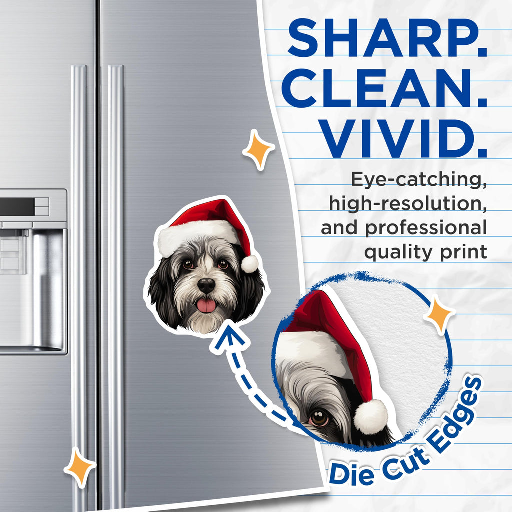 (2 Pack) Havanese Christmas Magnets - Shih Tzu Santa Hat Dog - Festive Holiday Pet Lover Home Decor - 5 Inches On Longest Side - Thick Durable Magnet - Made in USA - MAG26238