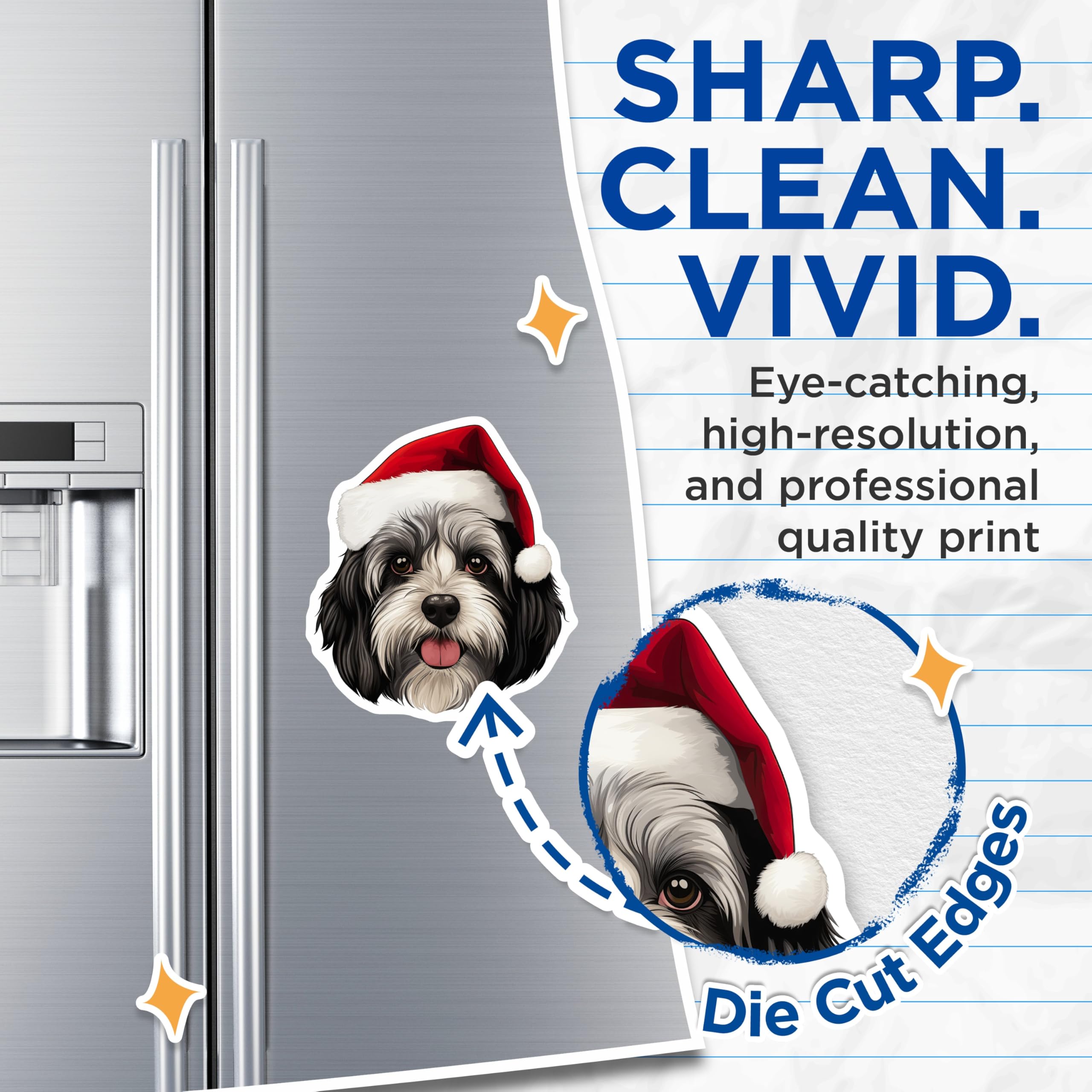 (2 Pack) Havanese Christmas Magnets - Shih Tzu Santa Hat Dog - Festive Holiday Pet Lover Home Decor - 5 Inches On Longest Side - Thick Durable Magnet - Made in USA - MAG26238