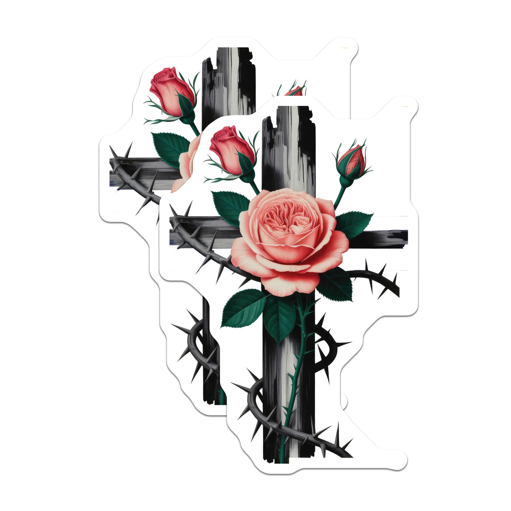 (2 Pack) Christian Cross Magnets - Rose Thorn Symbolism - Faith Devotional Decor - 5 Inches On Longest Side - Thick Durable Magnet - Made in USA - MAG39292