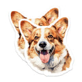 (2 Pack) Corgi Dog Magnets - Happy Puppy Face - Dog Mom Dad Accessory - Cute Animal Art for Fridge Locker - 5 Inches On Longest Side - Thick Durable Magnet - Made in USA - MAG28643
