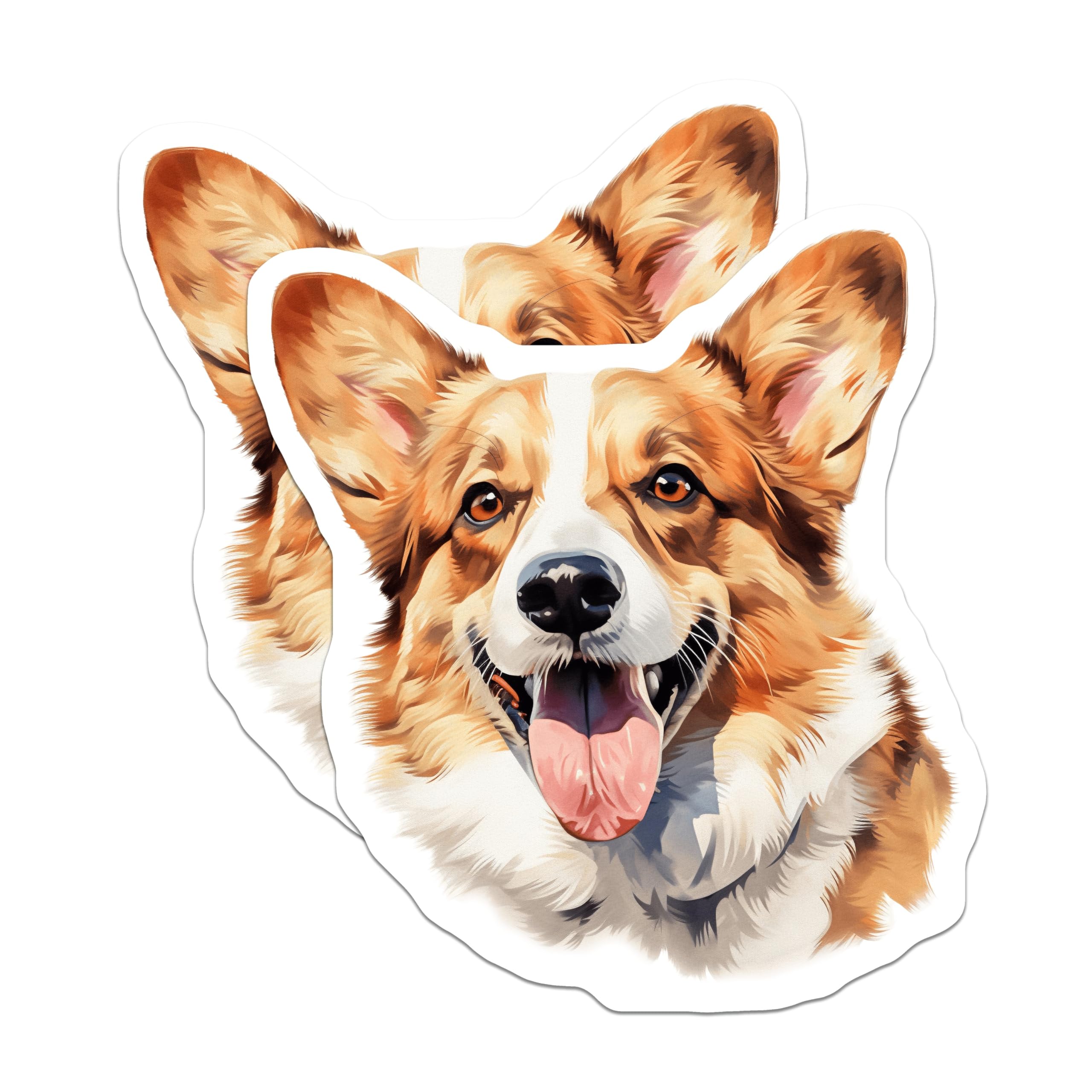 (2 Pack) Corgi Dog Magnets - Happy Puppy Face - Dog Mom Dad Accessory - Cute Animal Art for Fridge Locker - 5 Inches On Longest Side - Thick Durable Magnet - Made in USA - MAG28643