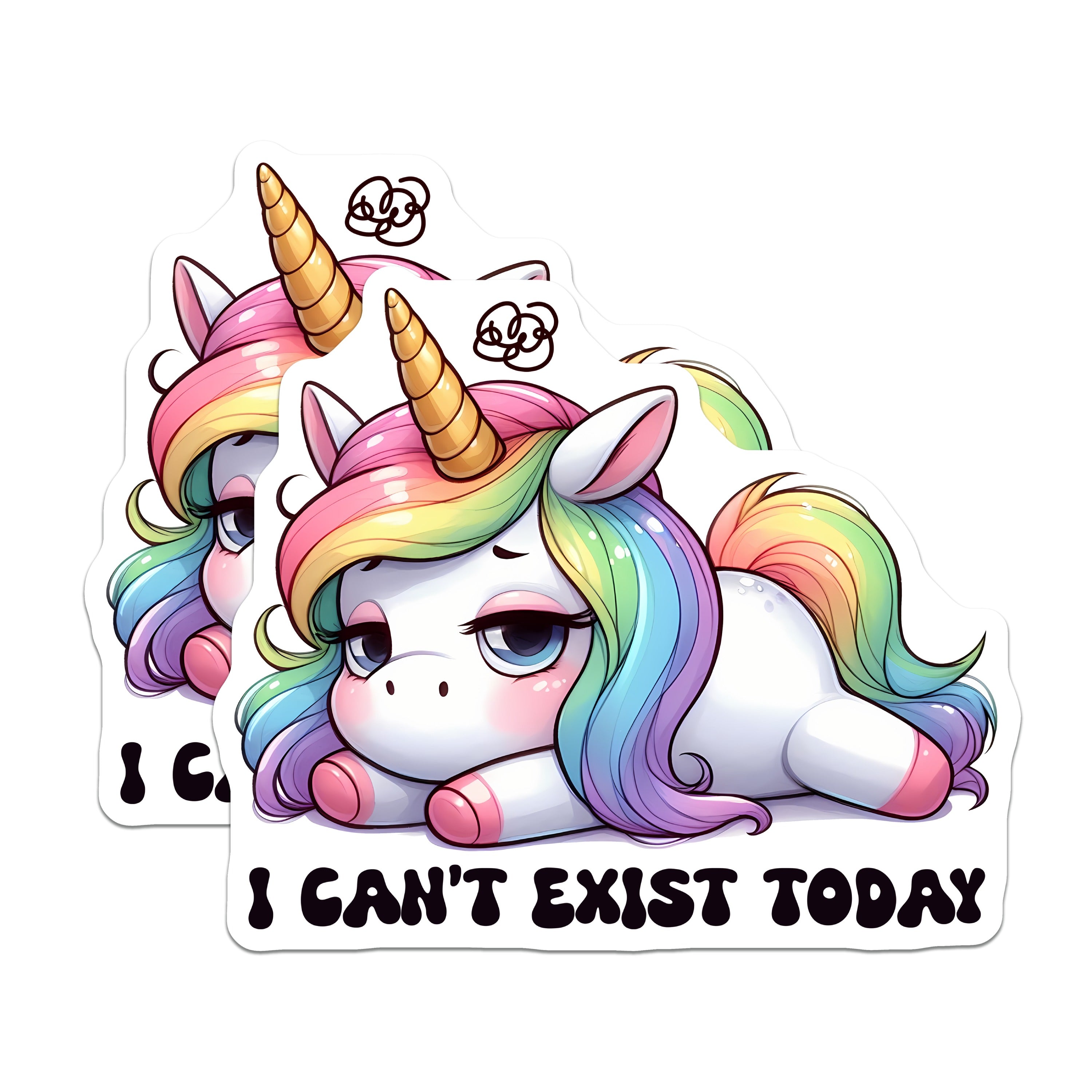(2 Pack) I Can't Exist Today Unicorn Magnets - Funny Introvert Meme - Sarcastic Quote Decor - Rainbow Fantasy Art - 5 Inches On Longest Side - Thick Durable Magnet - Made in USA - MAG36050