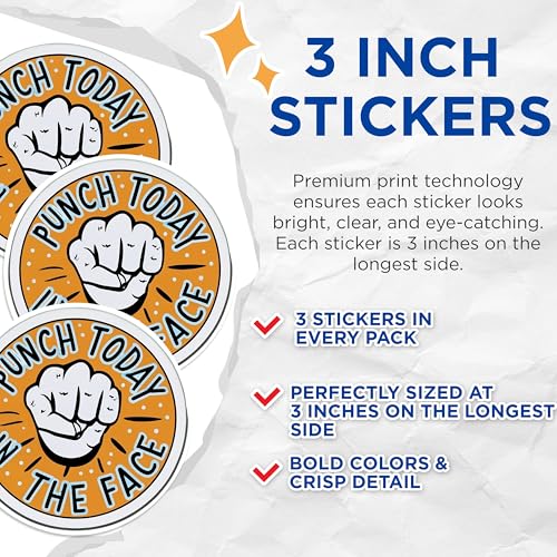 (3 Pack) Punch Today Decals - Motivational Stickers - Laptop Decals - 3 Inches On Longest Side - Easy Peel & Apply - Made in USA - 3MCS0559