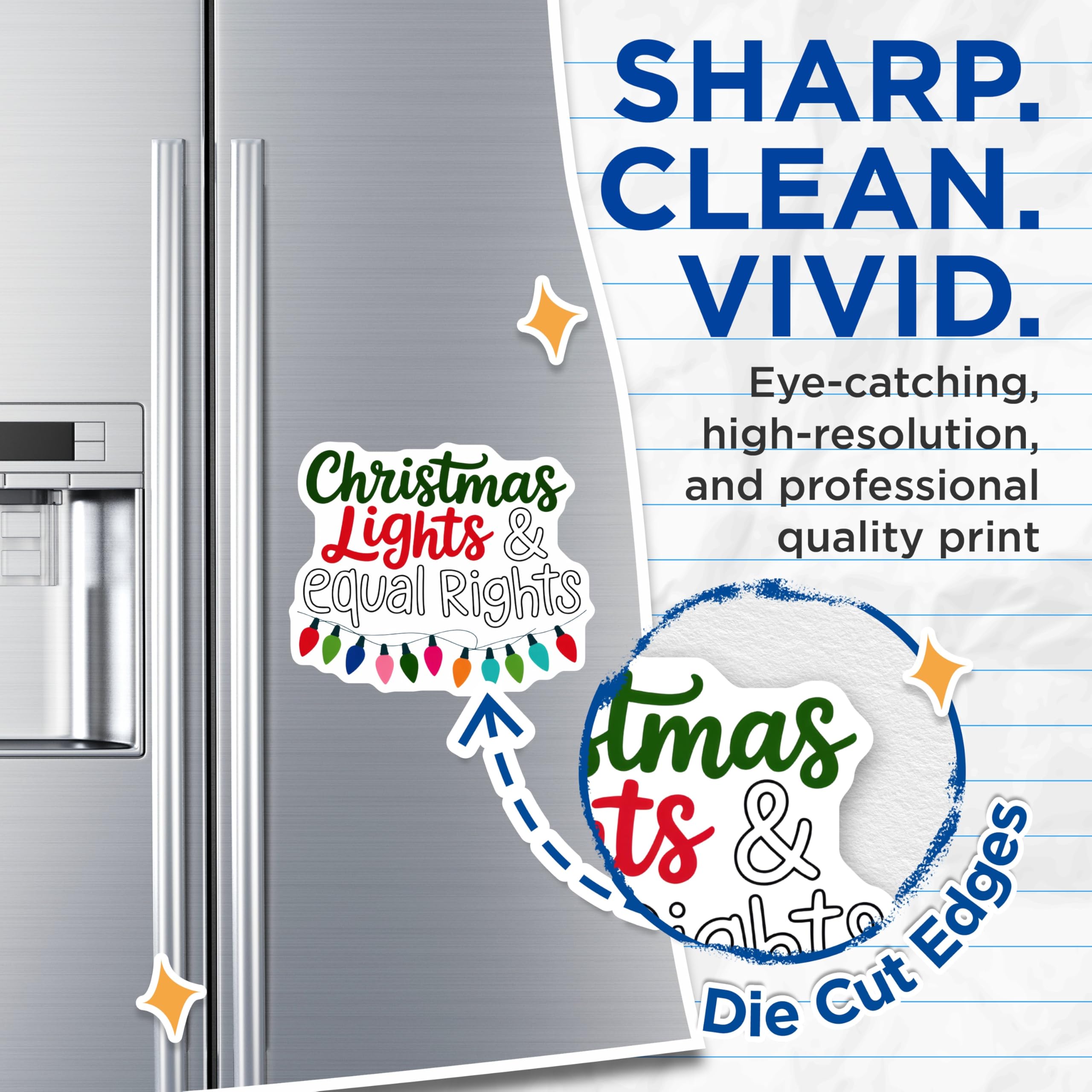 (2 Pack) Christmas Lights Magnets - Equal Rights - Holiday Fridge Decor - 5" On Longest Side - Premium Magnet - for Cars, Refrigerators, Toolboxes, Lockers - Made in USA - MAG15256