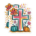 (2 Pack) Christian Cross Magnets - Faith Religious Decor - Fall Pumpkin Autumn Inspirational - 5 Inches On Longest Side - Thick Durable Magnet - Made in USA - MAG25325