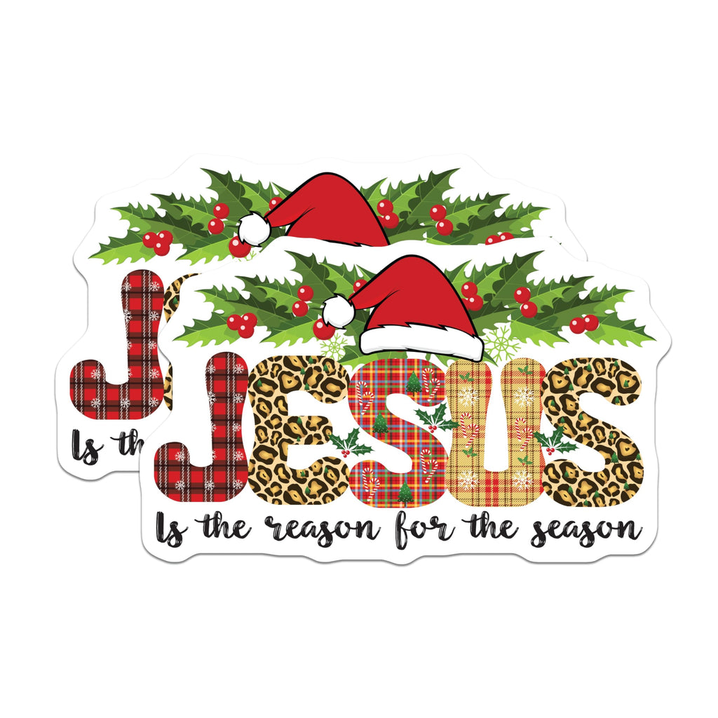 (2 Pack) Jesus Reason for Season Magnets - Christian Christmas Decor - Festive Holiday Statement - 5 Inches On Longest Side - Thick Durable Magnet - Made in USA - MAG25863