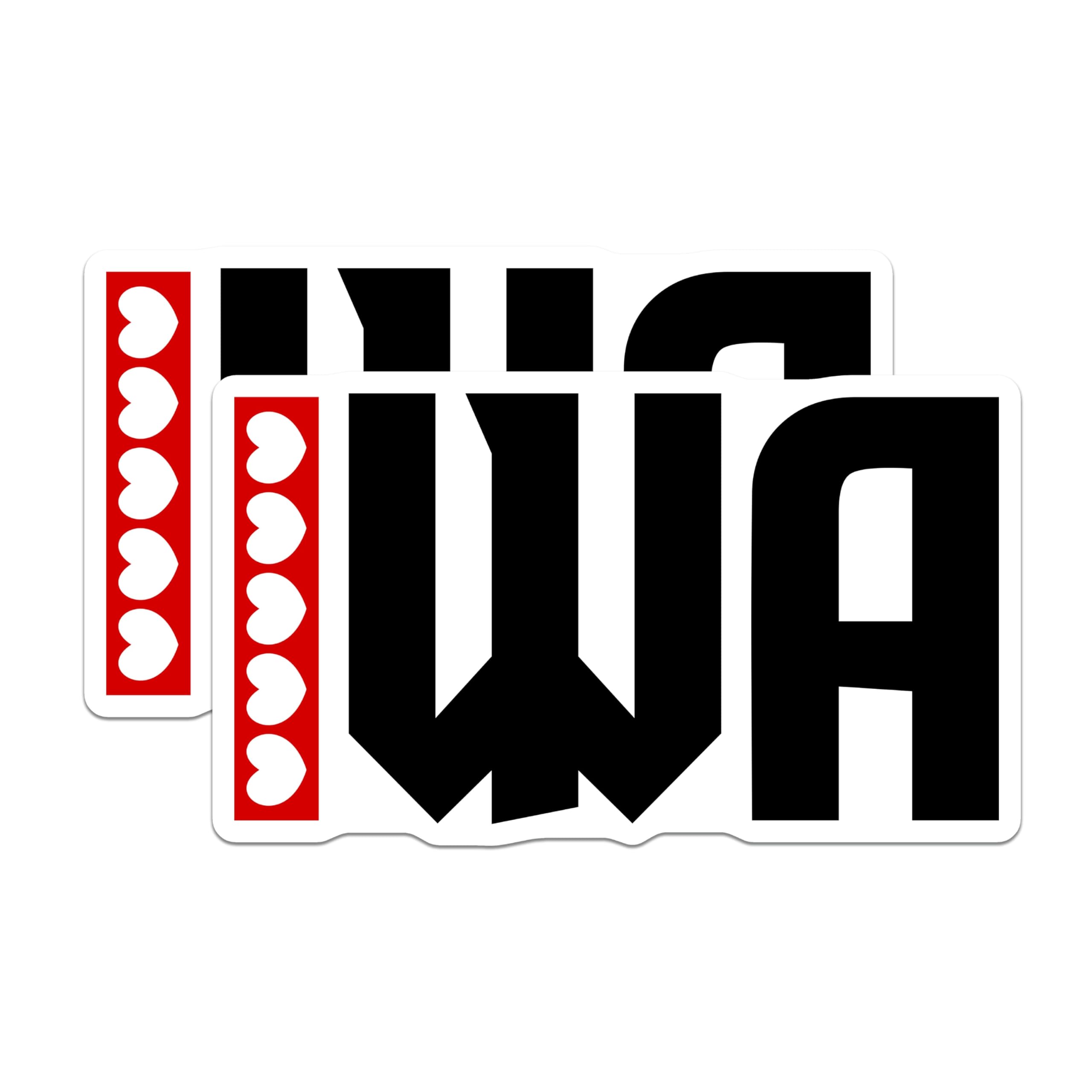(2 Pack) IWA Initials Magnets - Heart Accent - Alphabet Home Decor - 5" On Longest Side - Premium Magnet - for Cars, Refrigerators, Toolboxes, Lockers - Made in USA - MAG17532