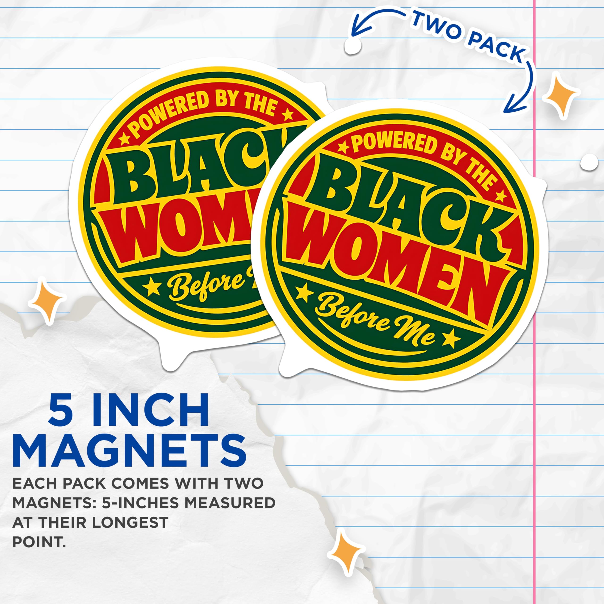 (2 Pack) Black Women Before Me Magnets - African American Empowerment - Ancestral Strength Decor - 5 Inches On Longest Side - Thick Durable Magnet - Made in USA - MAG21549