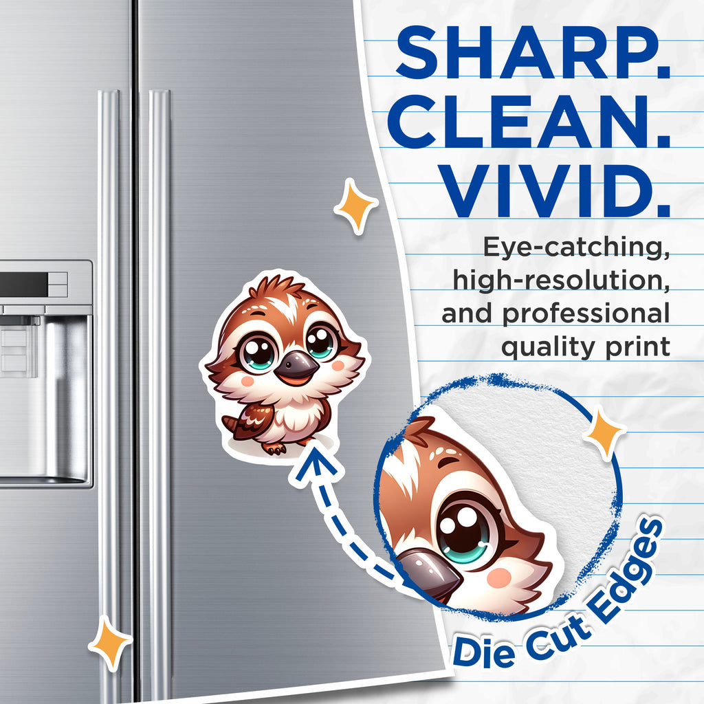 (2 Pack) Cute Bird Magnets - Kawaii Sparrow Decor - Refrigerator Animal Lover - Locker Art - 5 Inches On Longest Side - Thick Durable Magnet - Made in USA - MAG37026