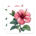 (2 Pack) Pink Hibiscus Flower Magnets - Tropical Floral Decor - Refrigerator Locker Accent - 5 Inches On Longest Side - Thick Durable Magnet - Made in USA - MAG28910