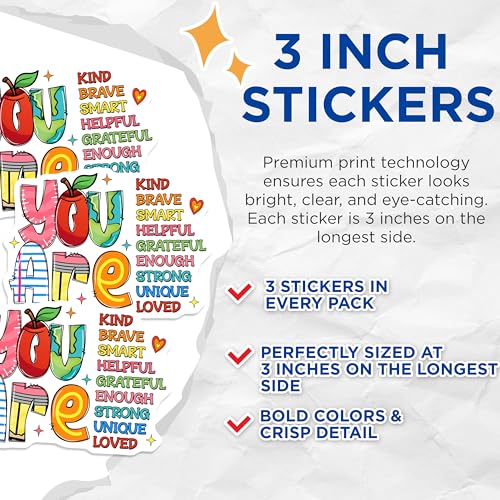 (3 Pack) Motivational Decals - You are Kind - Positive Affirmations Stickers - 3 Inches On Longest Side - Easy Peel & Apply - Made in USA - 3MCS2397