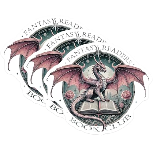 (3 Pack) Dragon Book Club Decals - Fantasy Reader Stickers - Laptop Decal Set- 3 Inches On Longest Side - Easy Peel & Apply - Made in USA - 3MCS5974