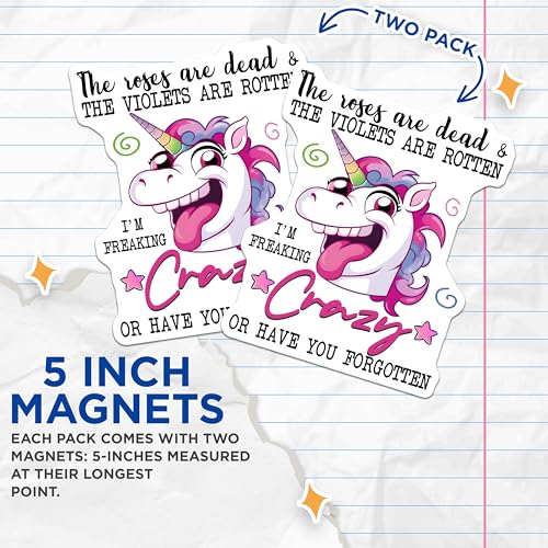 (2 Pack) Unicorn Funny Magnets - Crazy Unicorn Decor - 5" On Longest Side - for Cars, Fridges, Toolboxes - Made in USA - MAG7807