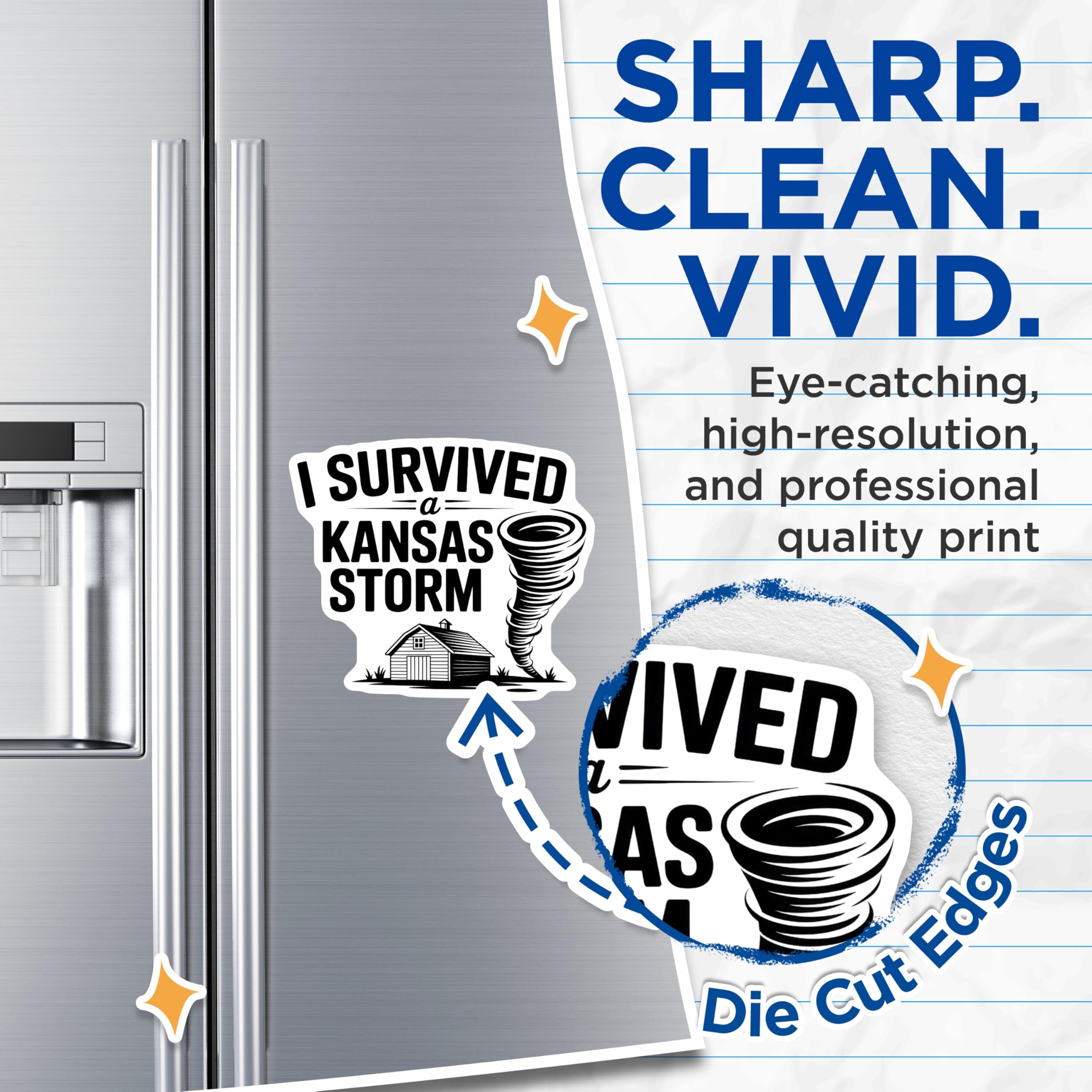 (2 Pack) Kansas Storm Survivor Magnets - Tornado Weather Souvenir - Midwest Humor Decor - 5 Inches On Longest Side - Thick Durable Magnet - Made in USA - MAG19137