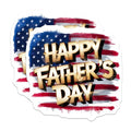 (2 Pack) Happy Fathers Day Magnets Magnets - Patriotic Design - USA Flag Decor - 5" On Longest Side - Made in USA - Sticks to Refrigerators & Metal Surfaces - MAG8823