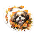 (2 Pack) Shih Tzu Dog Magnets - Autumn Puppy Art - Pet Lover Refrigerator Decor - Fall Kitchen Decor - 5 Inches On Longest Side - Thick Durable Magnet - Made in USA - MAG30923