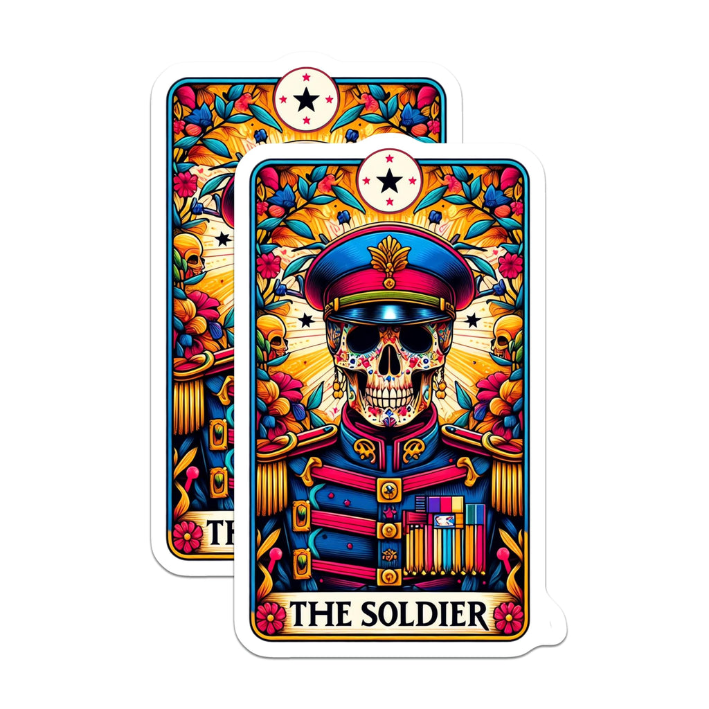 (2 Pack) Soldier Day of Dead Magnets - Military Calavera Skull Art - Vibrant Dia de Los Muertos - 5 Inches On Longest Side - Thick Durable Magnet - Made in USA - MAG27199