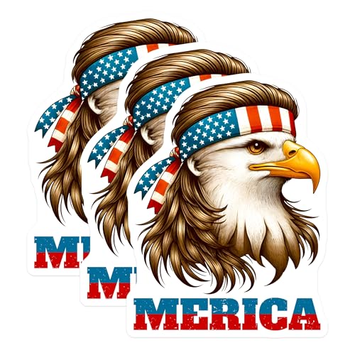 (3 Pack) Patriotic Eagle Decals - American Pride - USA Bald Eagle - 3 Inches On Longest Side - Easy Peel & Apply - Made in USA - 3MCS6164