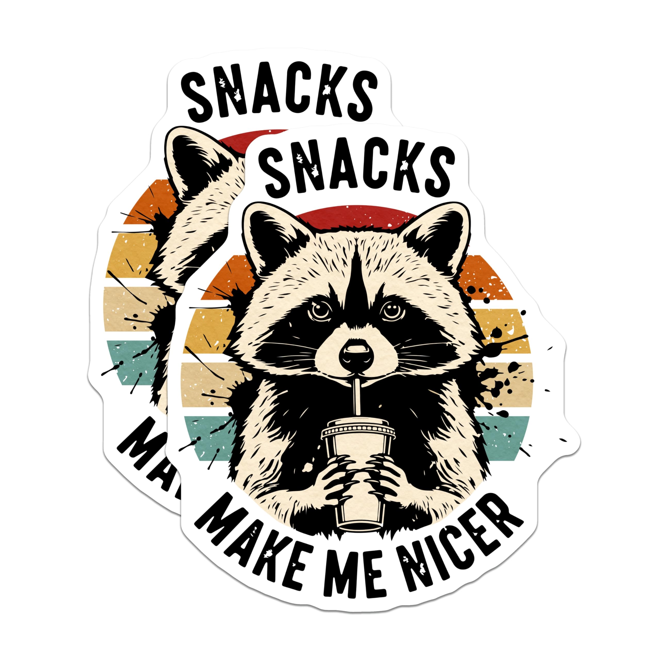 (2 Pack) Raccoon Magnets - Snacks Make Me Nicer - Cute Animal Refrigerator Magnets - 5" On Longest Side - Premium Magnet - for Cars, Refrigerators, Toolboxes, Lockers - Made in USA - MAG14857