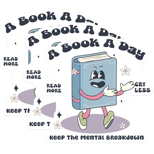 (3 Pack) Reading Book Decals - Book Lover Gift - Funny Bookish Decal - 3 Inches On Longest Side - Easy Peel & Apply - Made in USA - 3MCS4654