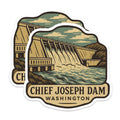 (2 Pack) Chief Joseph Dam Magnets - Washington State Landmark Souvenir - Columbia River Valley Travel Collectible - 5 Inches On Longest Side - Thick Durable Magnet - Made in USA - MAG19899