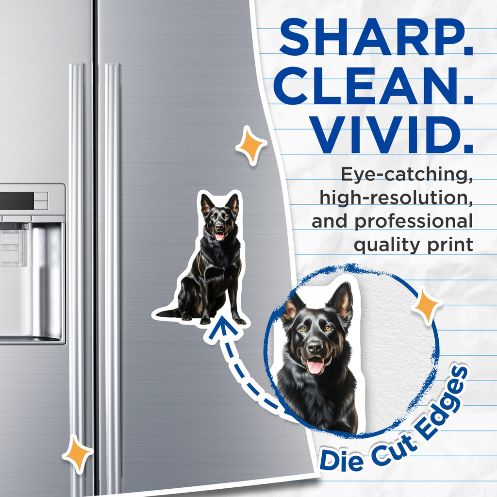 (2 Pack) Black German Shepherd Magnets - GSD Dog Lover Decor - Pet Parent Refrigerator Magnet - 5 Inches On Longest Side - Thick Durable Magnet - Made in USA - MAG30469