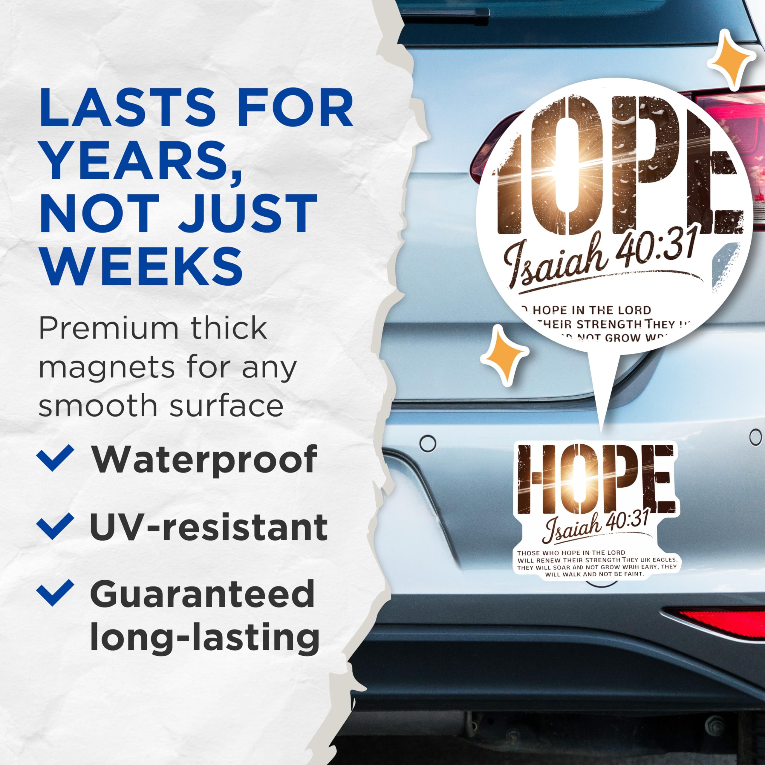 (2 Pack) Hope Bible Verse Magnets - Isaiah 40:31 Christian Decor - Uplifting Faith Saying - 5 Inches On Longest Side - Thick Durable Magnet - Made in USA - MAG27478