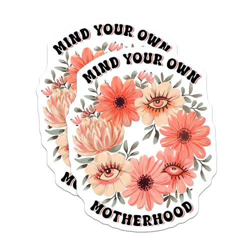(2 Pack) Mind Your Own Motherhood Magnets Magnets - Mom Life Quotes - Floral Design Decor - 5" On Longest Side - Made in USA - Sticks to Refrigerators & Metal Surfaces - MAG8469