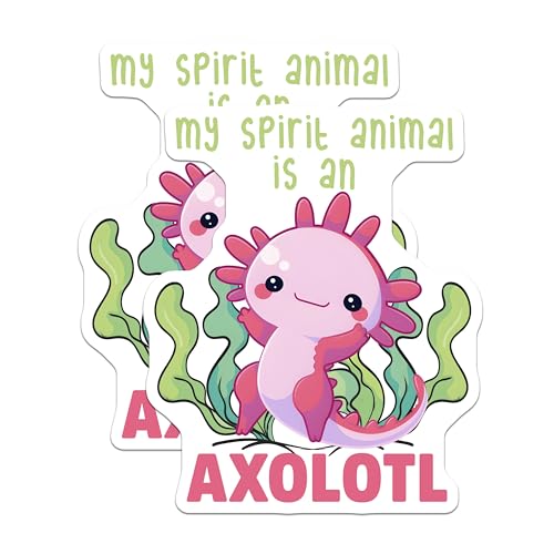 (2 Pack) My Spirit Animal is an Axolotl Stickers - Cute Axolotl - Animal Lover - Sticker Collection - 5" On Longest Side - Sticks to Smooth Flat Surfaces - Made in USA - BMCS7781