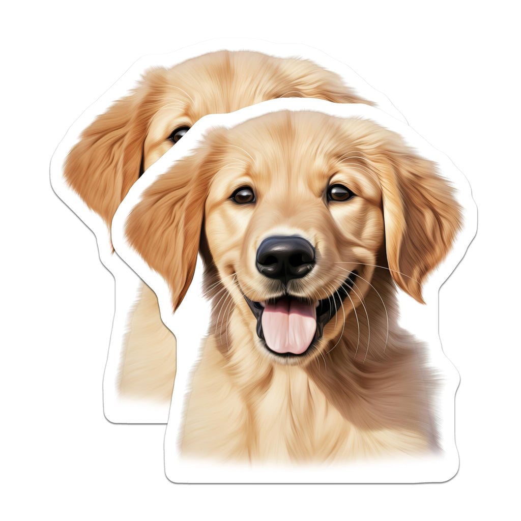 (2 Pack) Adorable Golden Retriever Puppy Magnets - Dog Lover Vehicle Decor - Pet Parent Fridge Locker Magnets - 5 Inches On Longest Side - Thick Durable Magnet - Made in USA - MAG29358