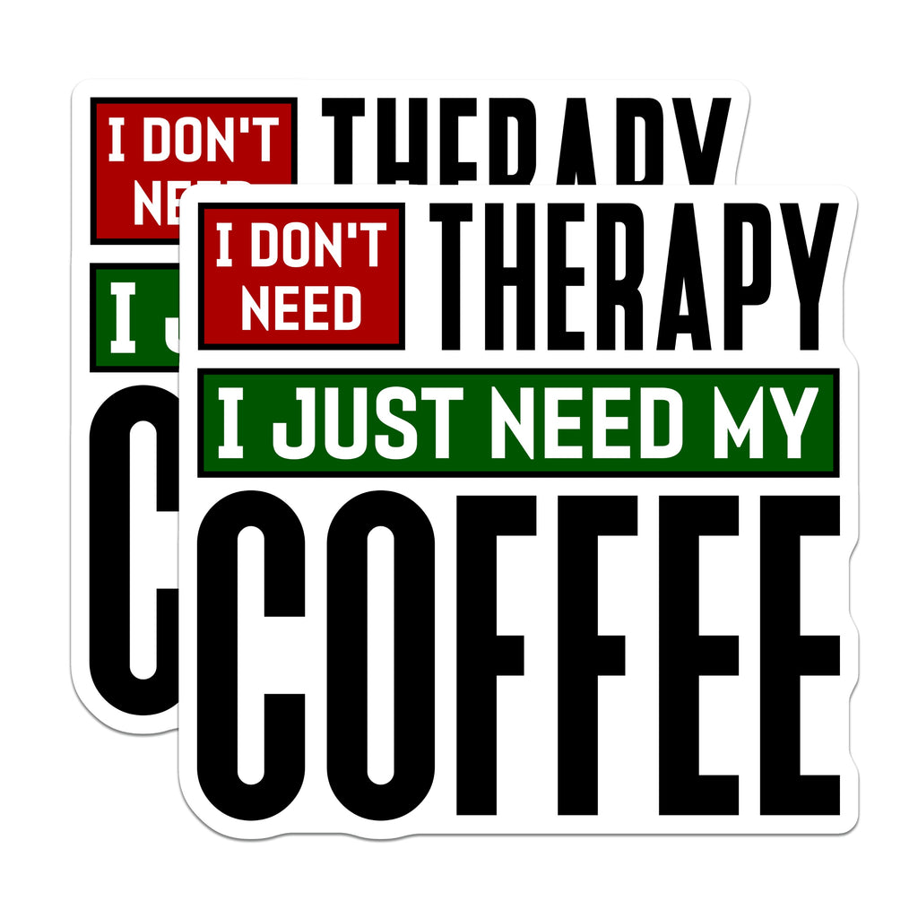 (2 Pack) Funny Coffee Magnets - Coffee Lover Humor - Therapy Quote Refrigerator Decals - Morning Routine Kitchen Decor - 5 Inches On Longest Side - Thick Durable Magnet - Made in USA - MAG37167