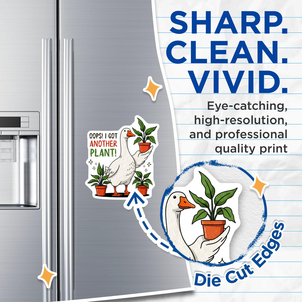 (2 Pack) Goose Plant Magnets - Funny Houseplant Decor - Quirky Refrigerator Decoration - 5" On Longest Side - Premium Magnet - for Cars, Refrigerators, Toolboxes, Lockers - Made in USA - MAG14557