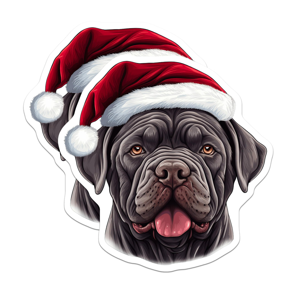 (2 Pack) Christmas Dog Magnets - Santa Mastiff Refrigerator Accent - Holiday Pet Lover Decor - 5 Inches On Longest Side - Thick Durable Magnet - Made in USA - MAG29089