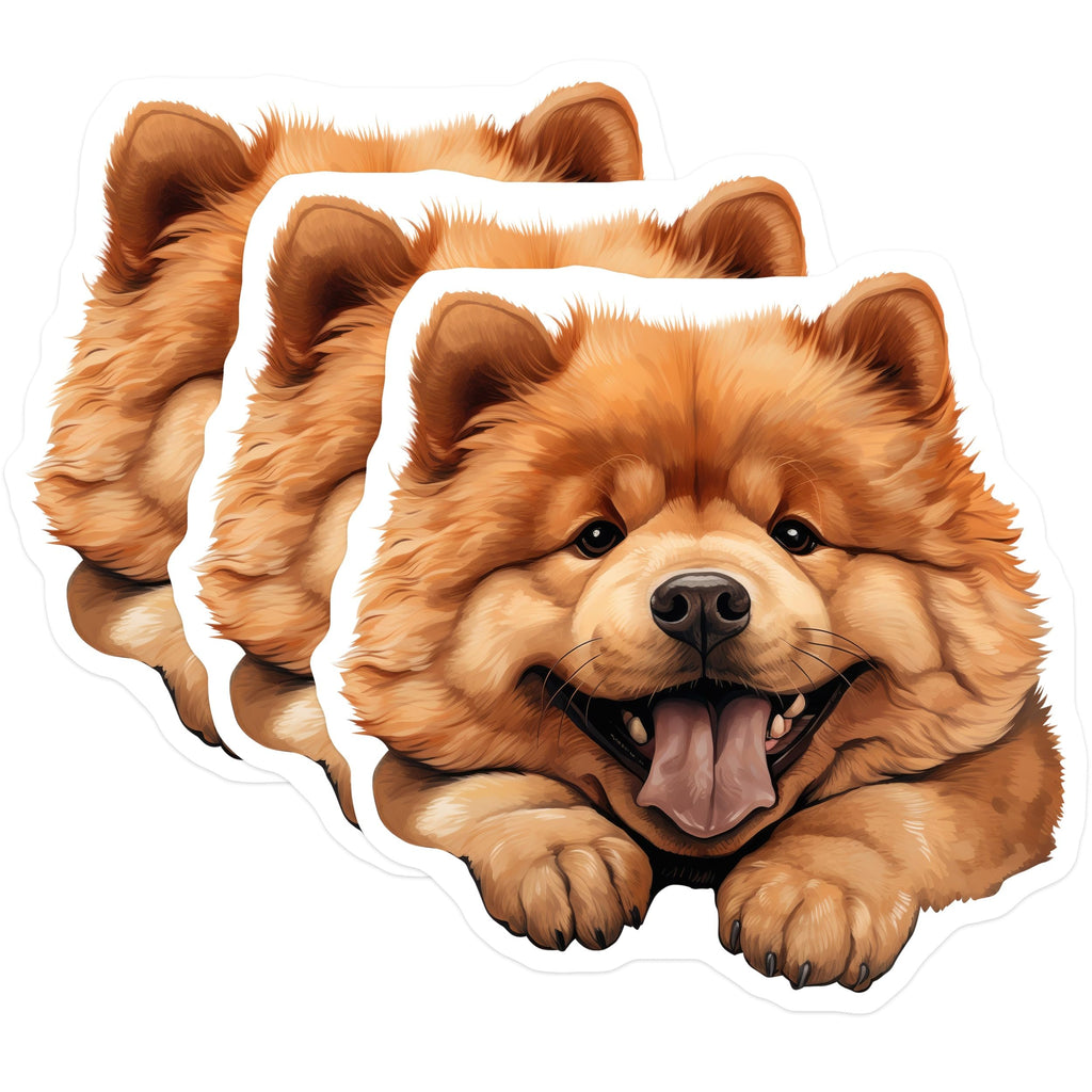 (3 Pack) Chow Chow Dog Decals - Cute Puppy - Laptop Decal - 3 Inches On Longest Side - Easy Peel & Apply - Made in USA - 3MCS8696