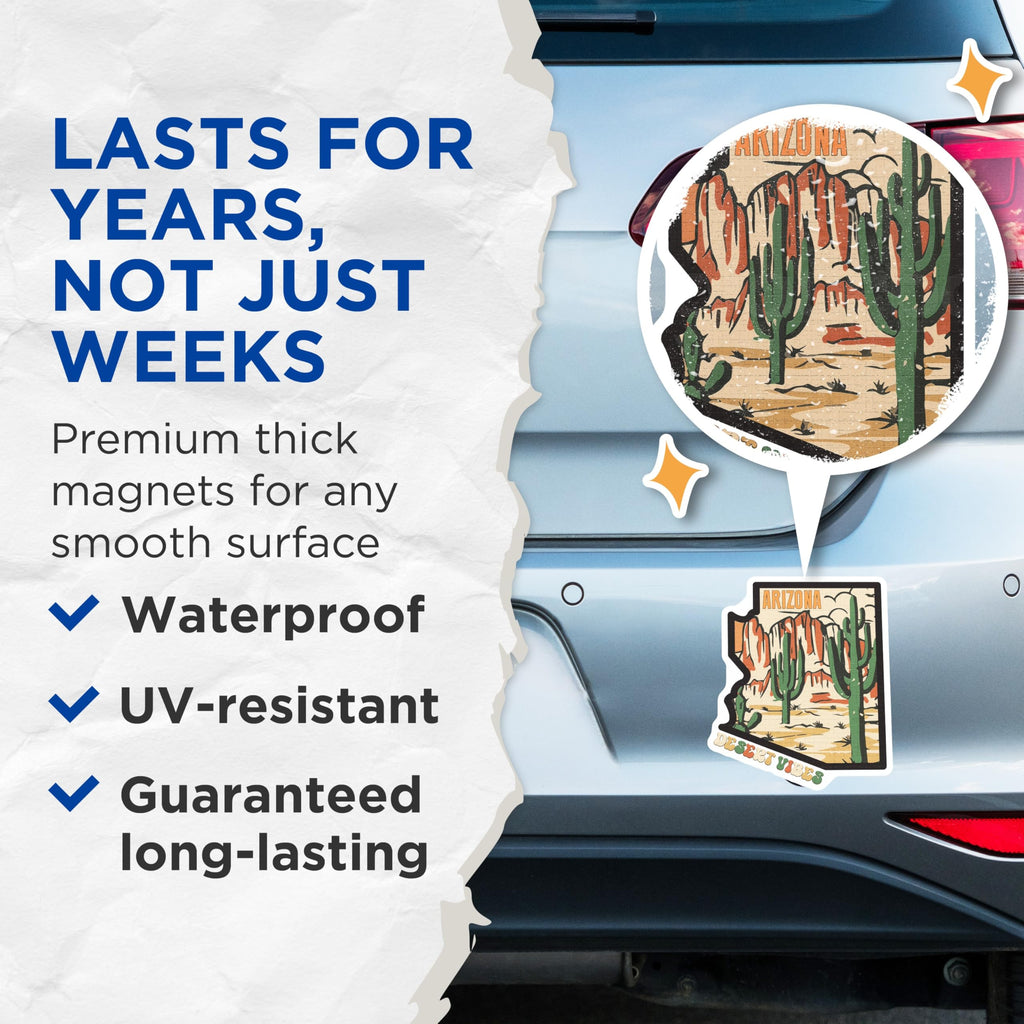 (2 Pack) Arizona Magnets - Desert Vibes - Southwestern Decor - 5" On Longest Side - Premium Magnet - for Cars, Refrigerators, Toolboxes, Lockers - Made in USA - MAG18630