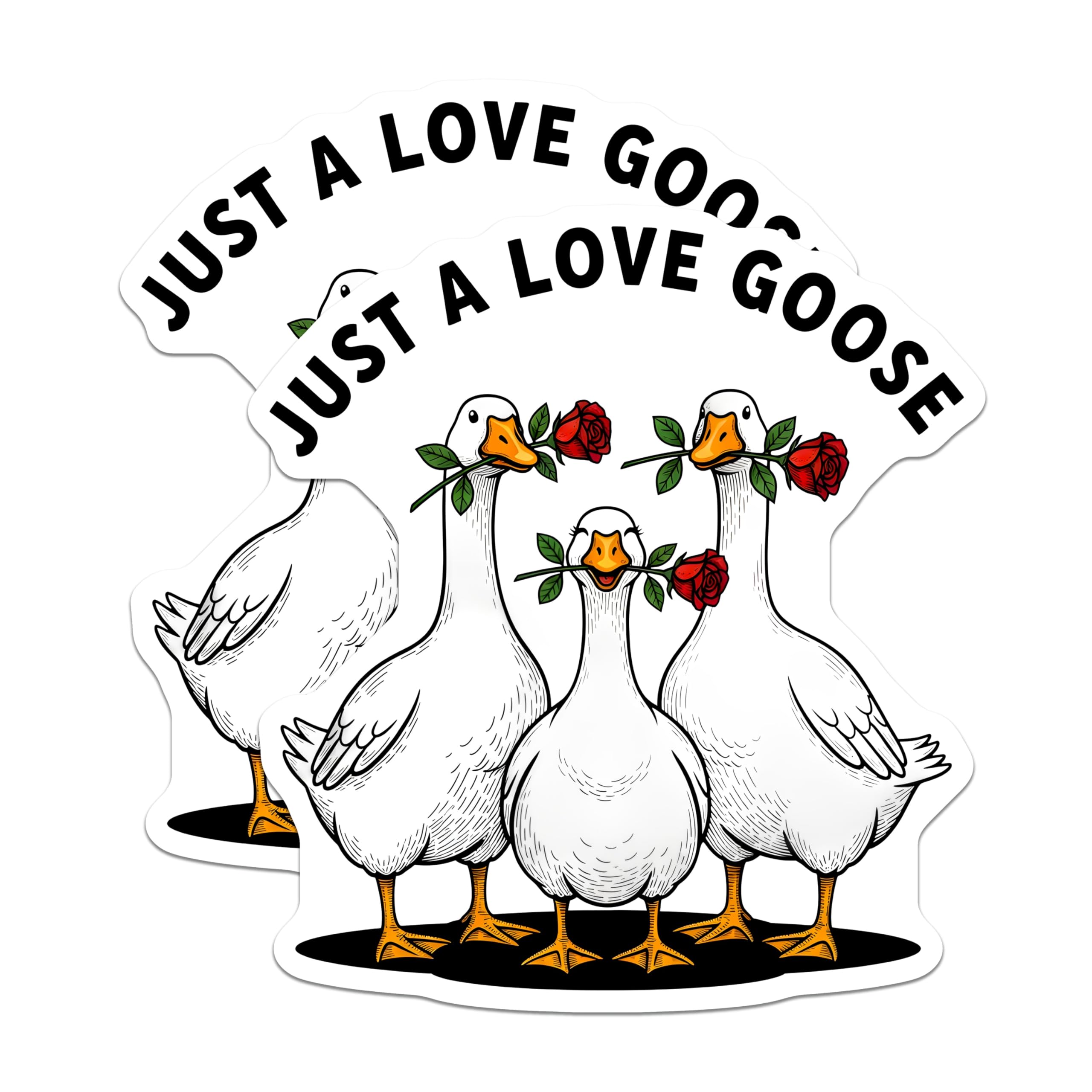 (2 Pack) Love Goose Magnets - Goose with Roses - Romantic Bird Home Decor - 5" On Longest Side - Premium Magnet - for Cars, Refrigerators, Toolboxes, Lockers - Made in USA - MAG16463