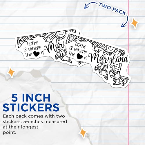 (2 Pack) Home is Where The Heart is Maryland Stickers - State Pride - Home DÃ©cor - 5" On Longest Side - Sticks to Smooth Flat Surfaces - Made in USA - BMCS9068