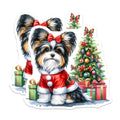 (2 Pack) Christmas Dog Magnets - Santa Puppy Pet Lover Decor - Biewer Terrier Holiday Art - 5 Inches On Longest Side - Thick Durable Magnet - Made in USA - MAG25815