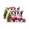 (2 Pack) Boston Terrier Christmas Magnets - Santa Dog Puppy Holiday Decor - Cute Animal Fridge Accessories - 5 Inches On Longest Side - Thick Durable Magnet - Made in USA - MAG25628