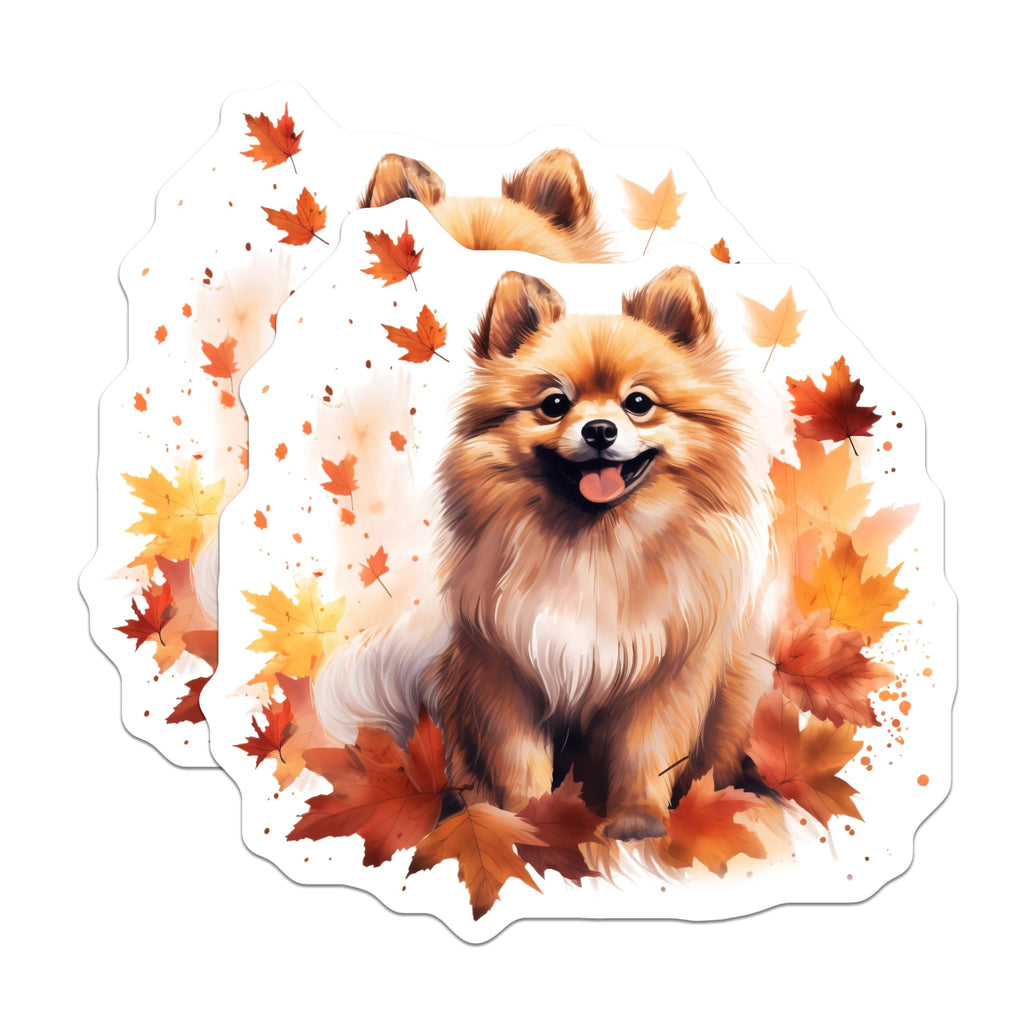 (2 Pack) Pomeranian Magnets - Cute Fall Dog Decor - Autumn Pet Lover Art - Seasonal Refrigerator Accessories - 5 Inches On Longest Side - Thick Durable Magnet - Made in USA - MAG26572