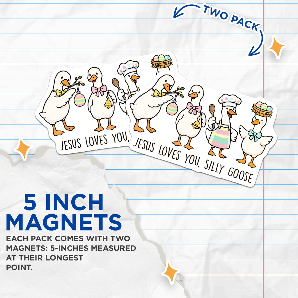 (2 Pack) Christian Goose Magnets - Easter Fridge Decor - Silly Quote Reminder - 5 Inches On Longest Side - Thick Durable Magnet - Made in USA - MAG36559