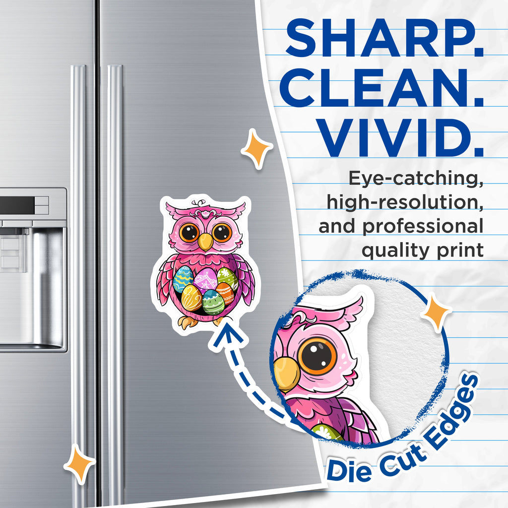 (2 Pack) Easter Owl Magnets - Cute Animal Decor - Spring Refrigerator Art - Kids Room Decor - 5 Inches On Longest Side - Thick Durable Magnet - Made in USA - MAG37393
