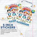 (2 Pack) The Future of The World Stickers - Classroom Decor - Motivational Teacher - 5" On Longest Side - Sticks to Smooth Flat Surfaces - Made in USA - BMCS8042