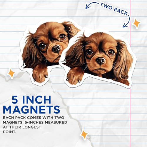 (2 Pack) Adorable Animal Art Magnet - Pet Decor for Refrigerator - 5" On Longest Side - Sticks to Smooth Flat Surfaces - Made in USA - MAG9978